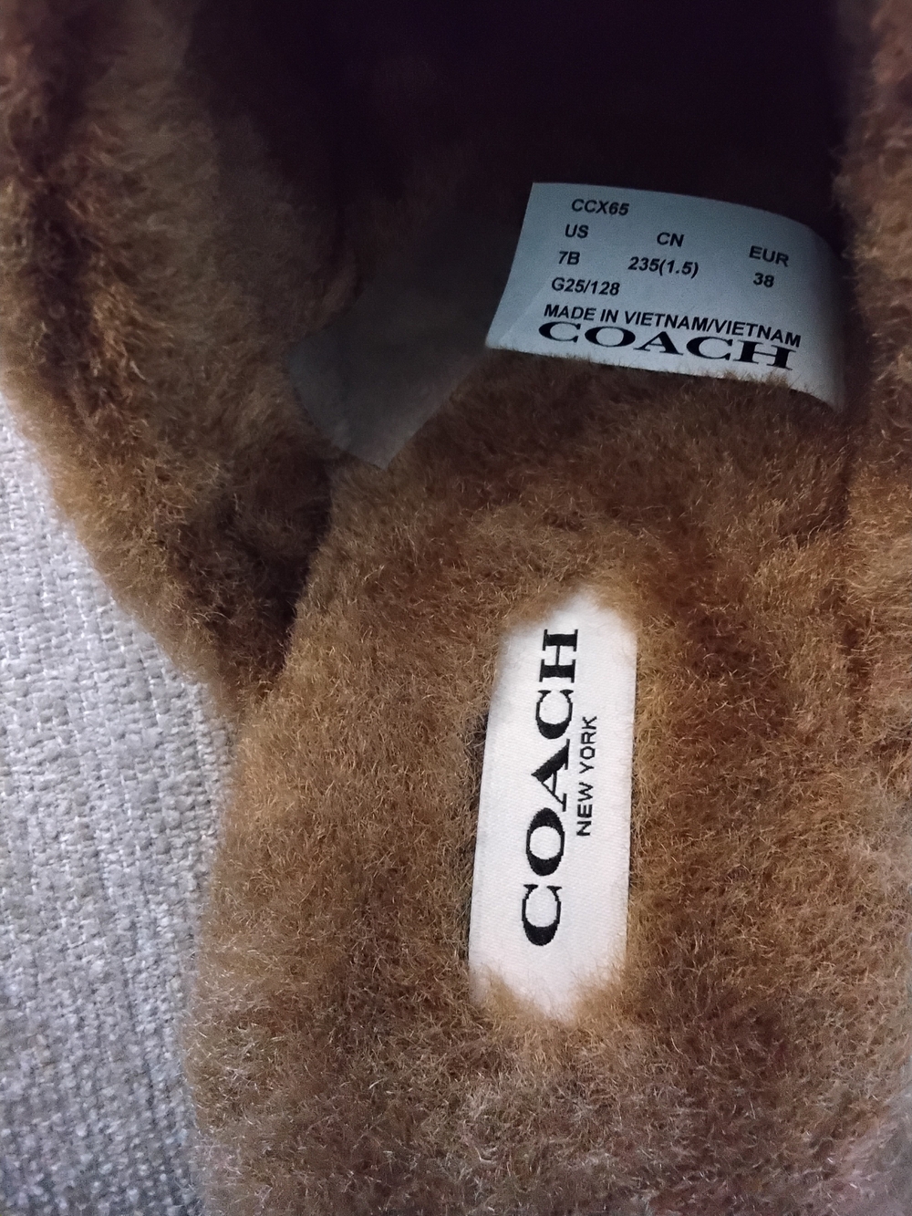 Coach Sherpa Flat  Mule In Signature Suede Brown Mule Slippers - Picture 5 of 5